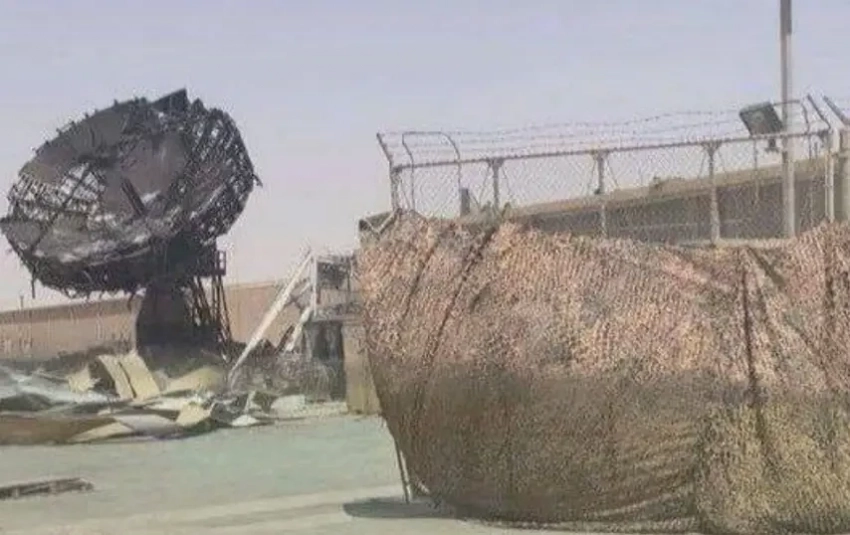 Появился снимок уничтоженной иранским ударом антенны терминала спутниковой связи на авиабазе США в Катаре