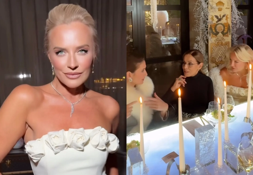 Сати Спивакова, Виктория Шелягова, Снежанна Георгиева и Юлия Матвиенко на светском ужине в Москве