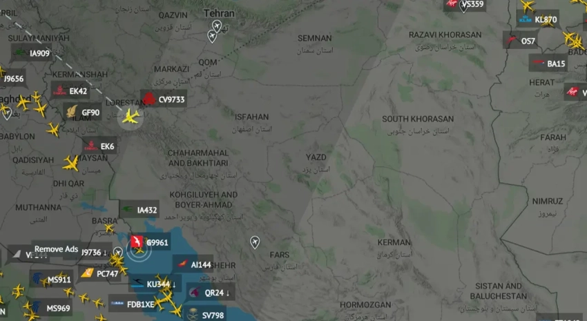 О ситуации в воздушном пространстве Ирана: сайты мониторинга меняют информацию